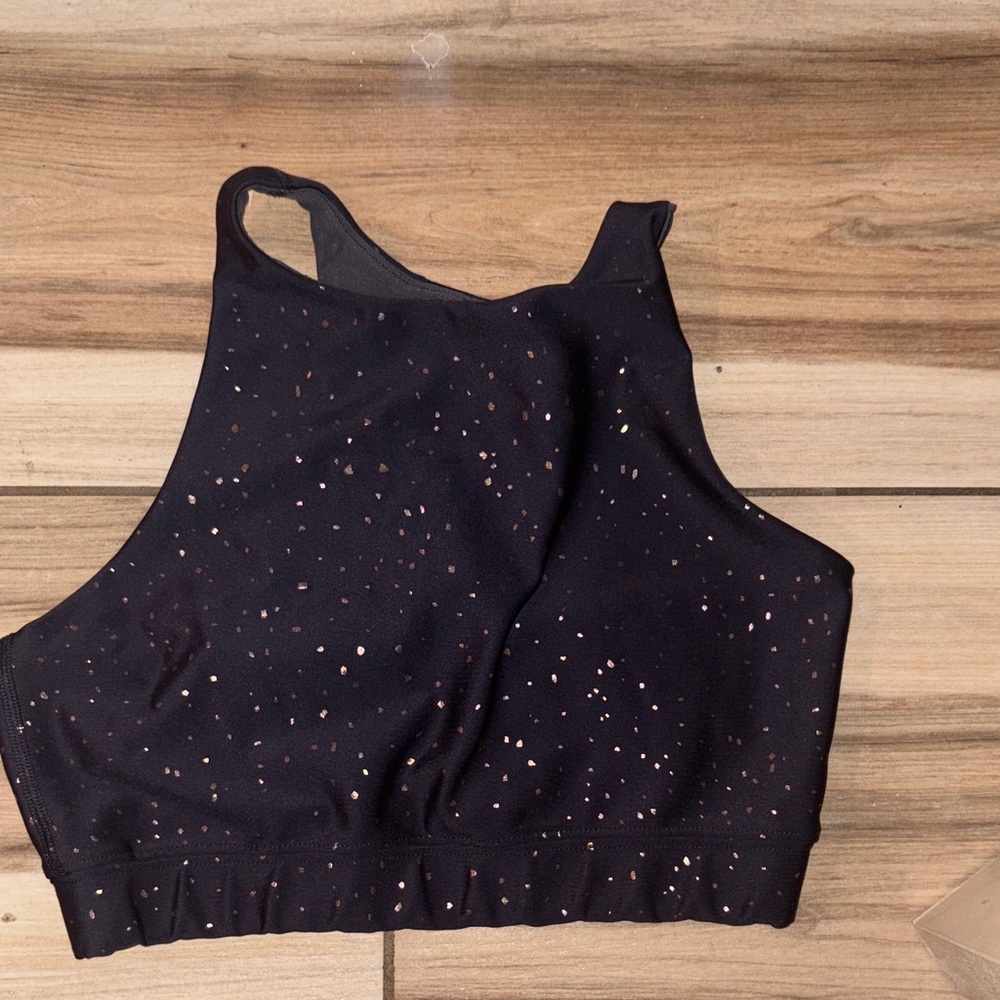 Peloton Black and White Speckled Sports Bra